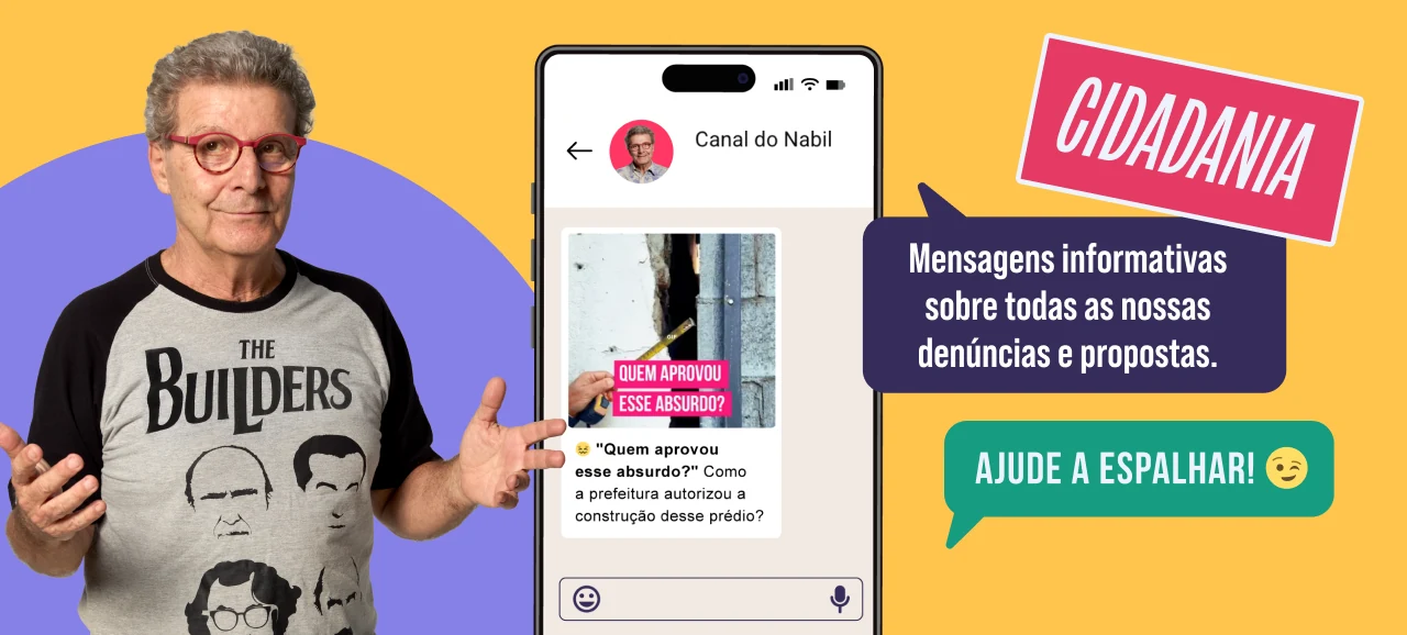 Canal do Nabil com mensagens informativas sobre denúncias e propostas.